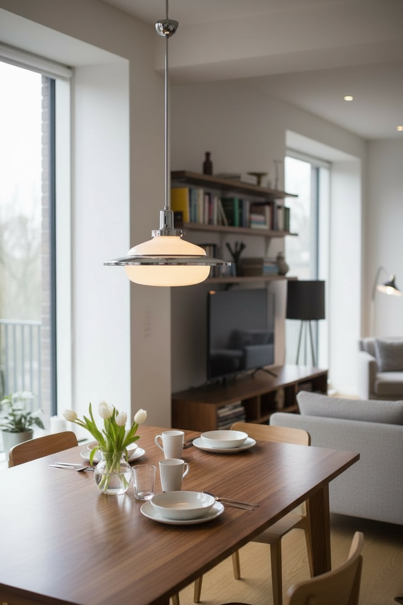 Space Age Chrome Pendant Lamp attributed to Gino Sarfatti, 1950s