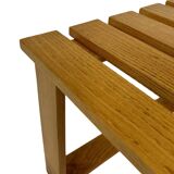 Vintage 1970s coffee table/side table, white oak slats slatted design