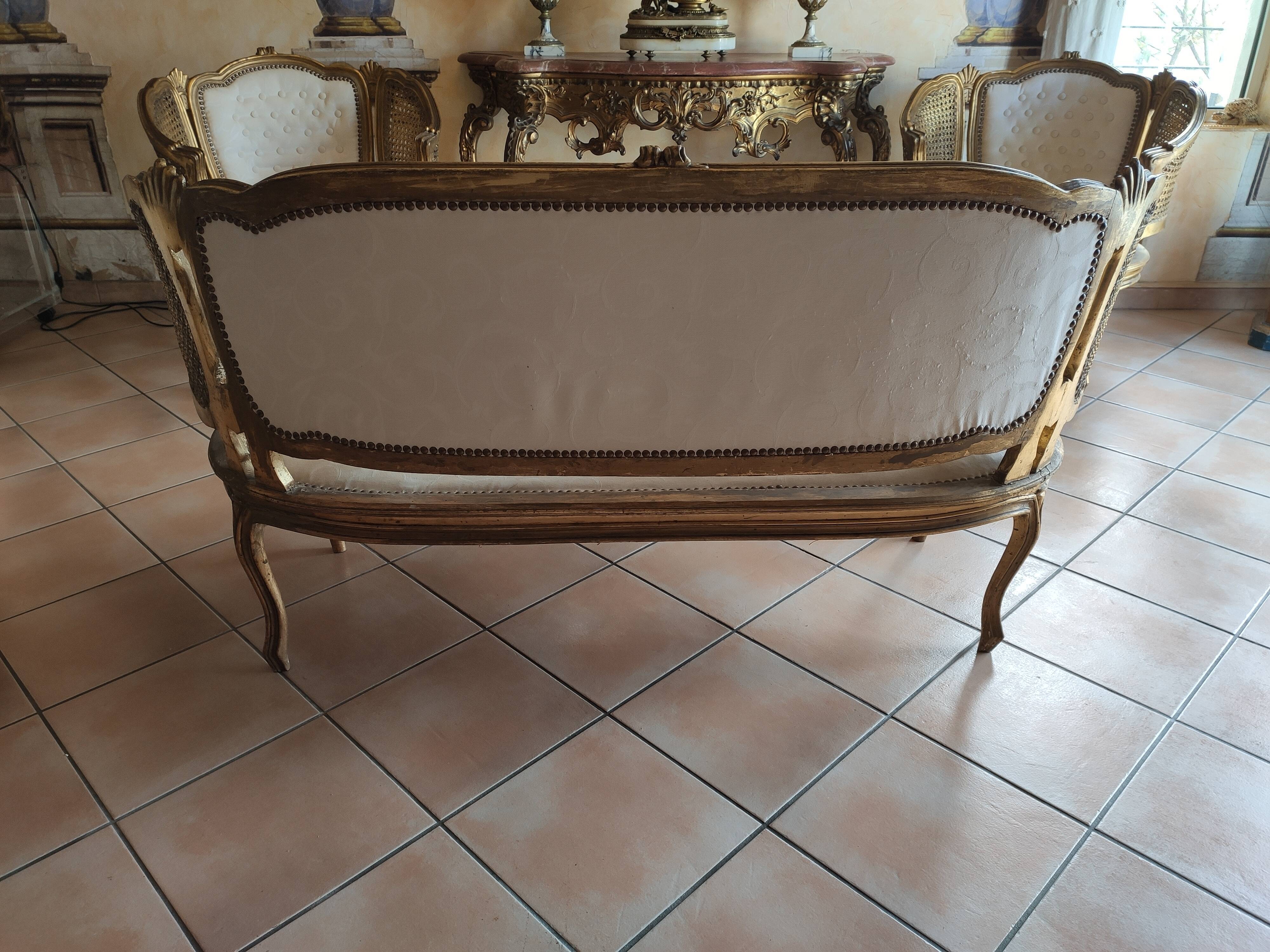 Salon Louis XV three pieces in golden wood