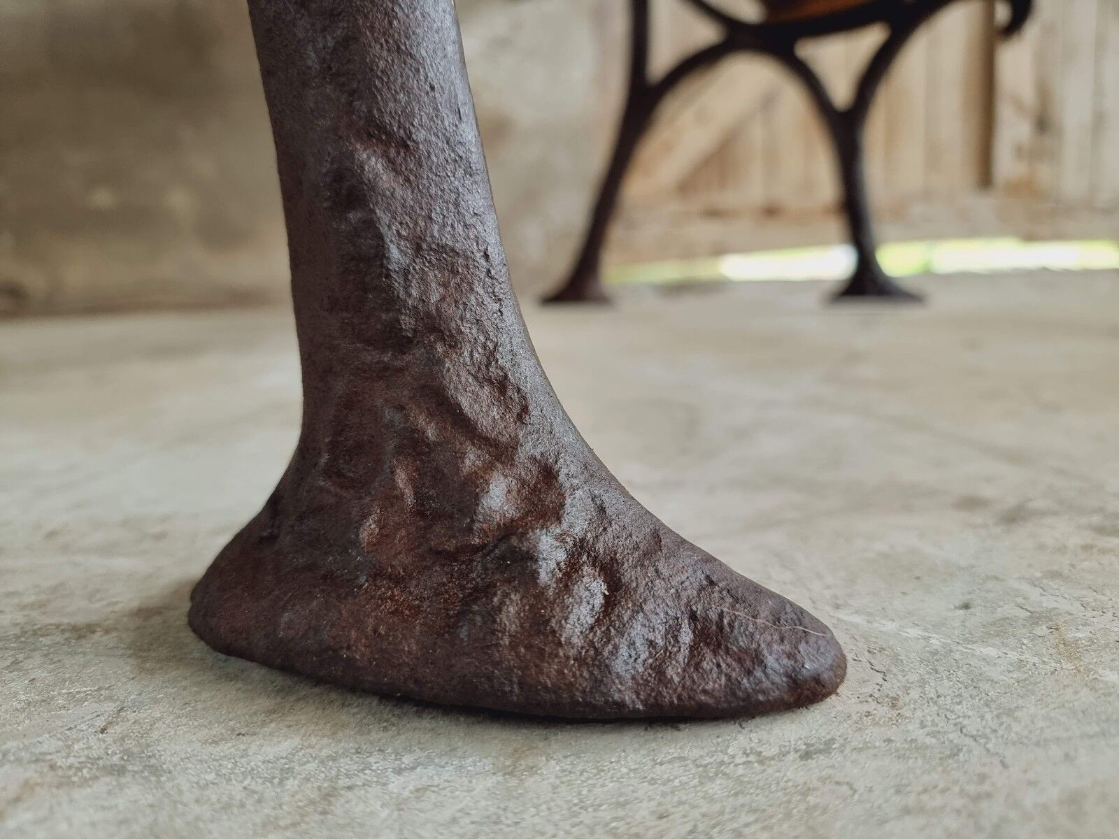 Antique garden bench park bench cast iron with oak