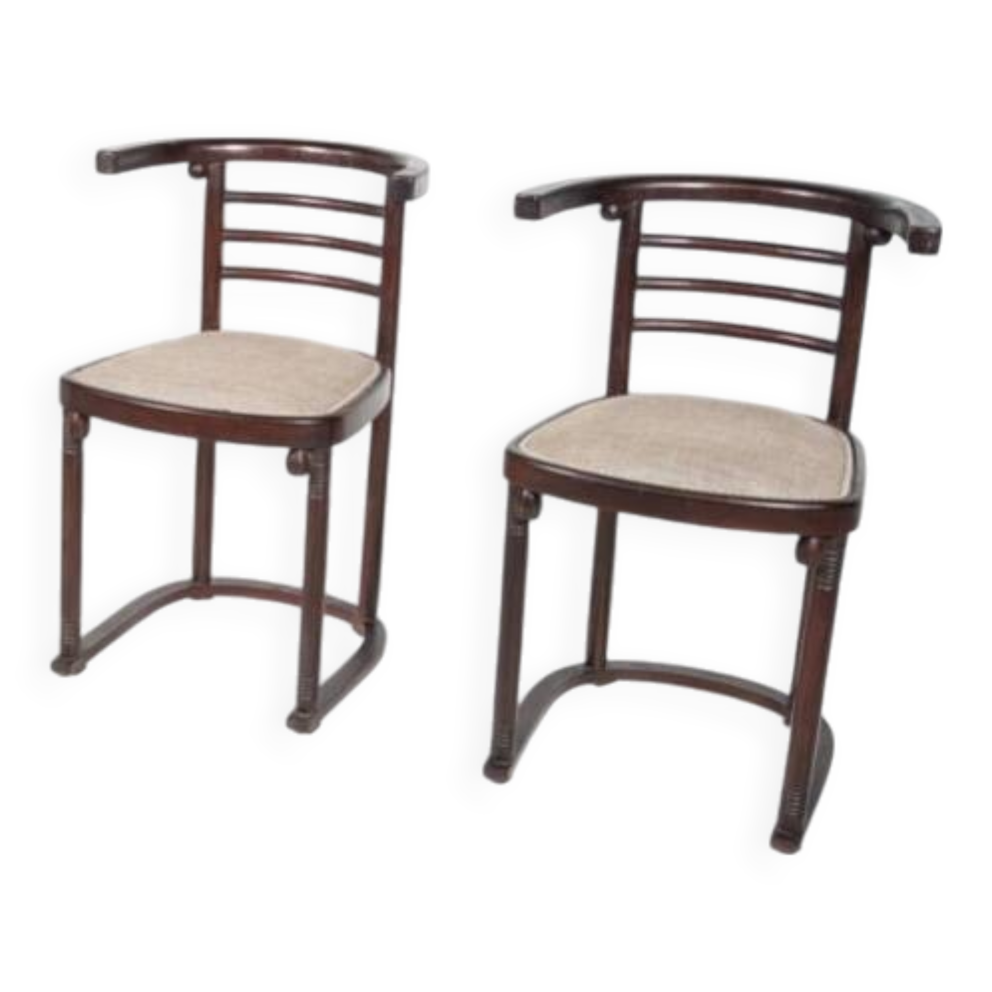 Set of 2 armchairs designed by Joseph Hoffman, Fledermaus