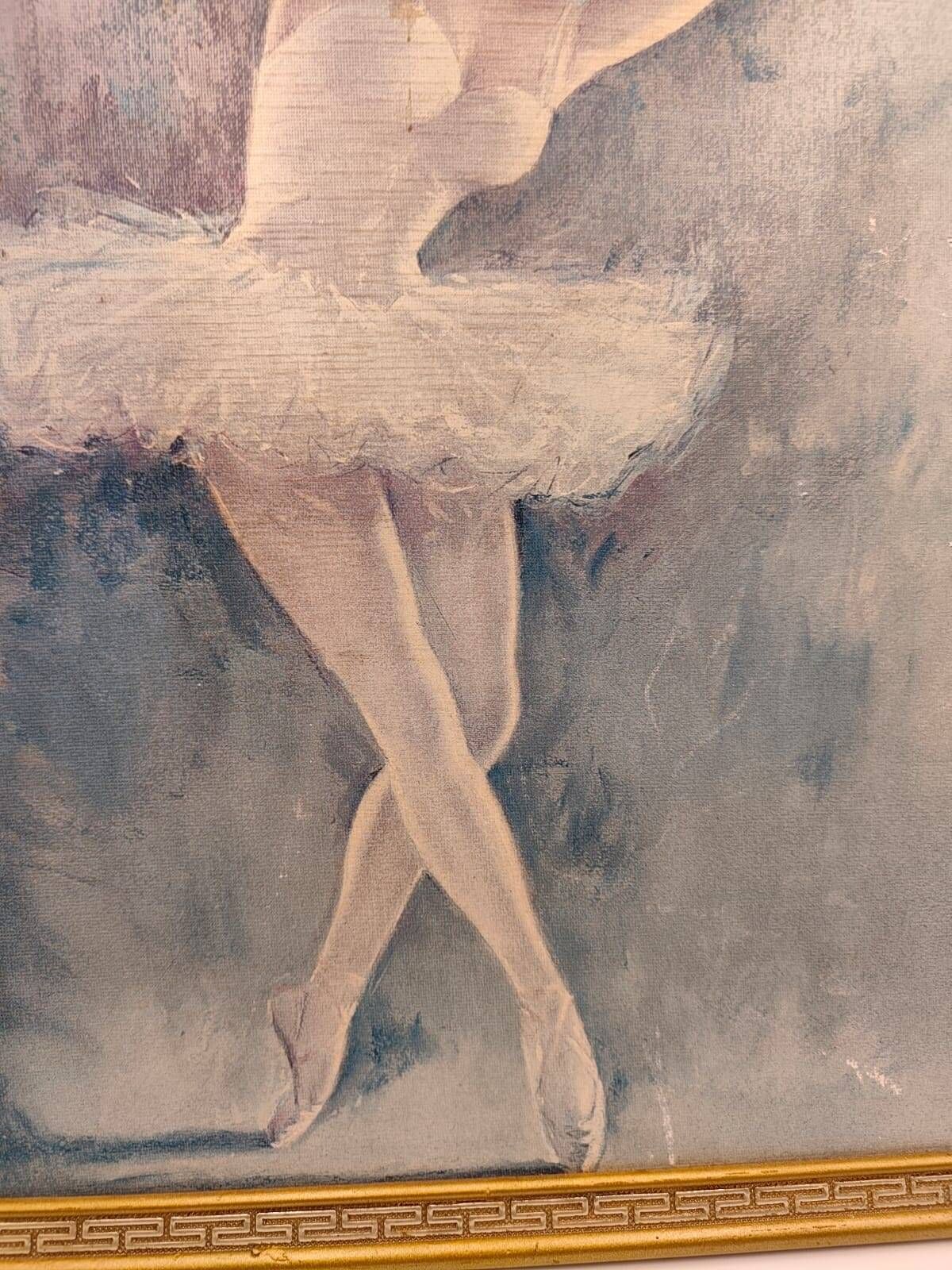 Ballerina painting on wood | Vintage painting | Framed | Art deco