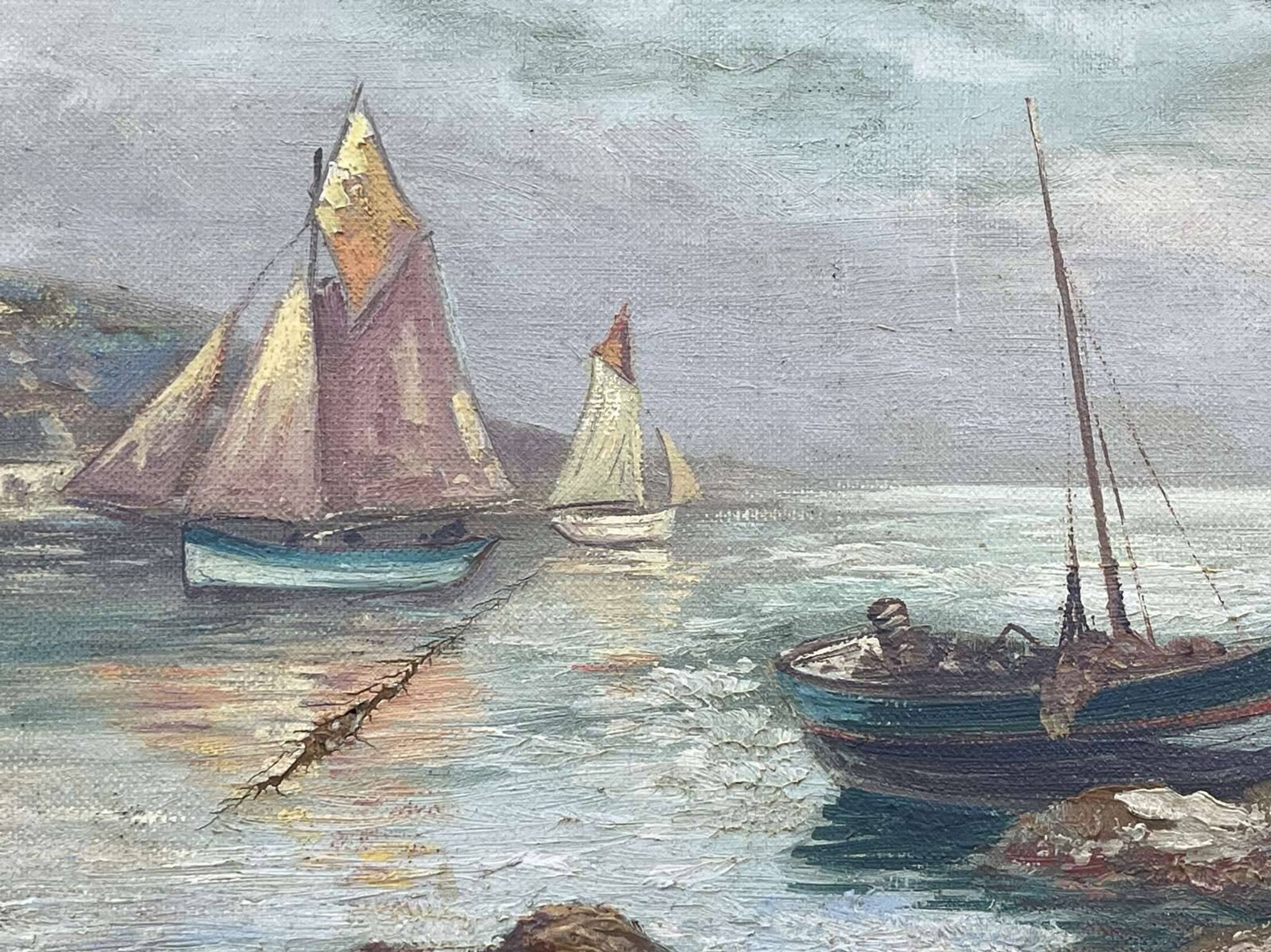 Marine, Huile sur toile signée Victorès