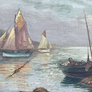Marine, Huile sur toile signée Victorès