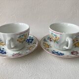 2 tasses et sous-tasses Churchill fleurs Rosetta