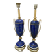 Giulia Mangani Table Lamps — Cobalt Porcelain & Brass, Pair 1990s