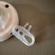 Pink glass suspension, fabric cable, ceramic rosette