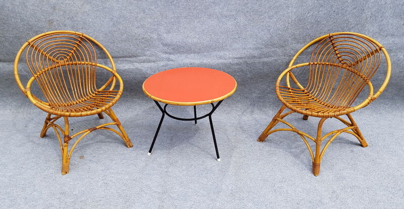 Set de 3 fauteuils rotin corbeille adulte