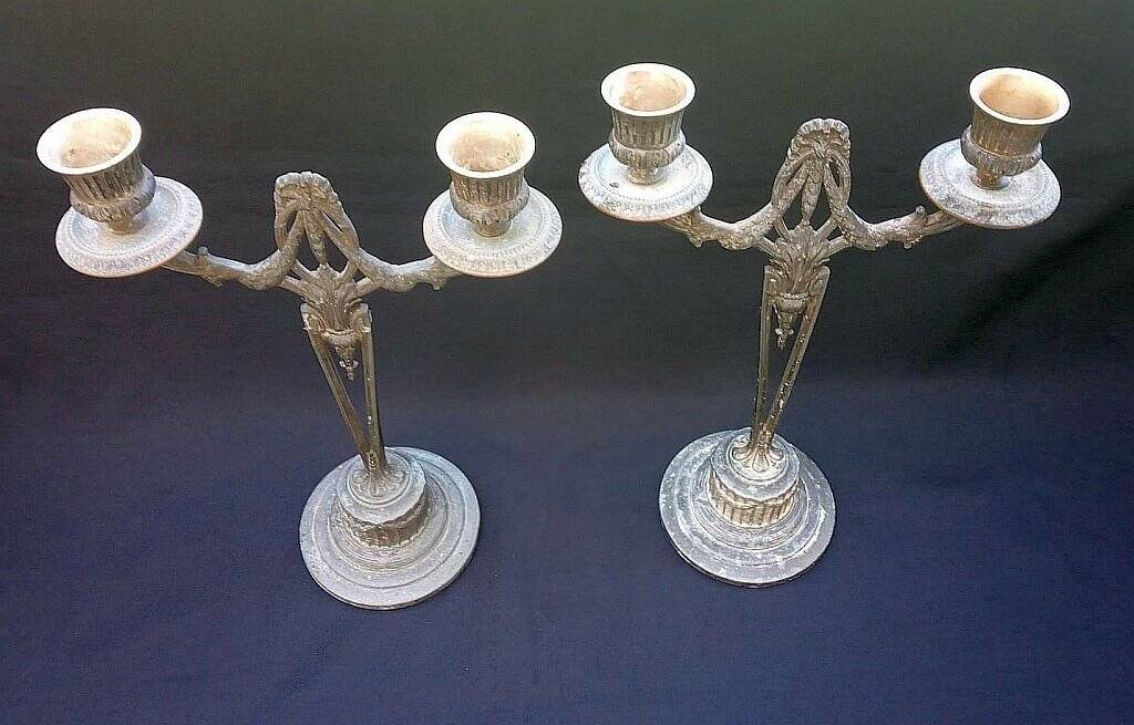 WMF Antique Art Nouveau Candlestick Pair Jugendstil  Germany