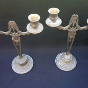 WMF Antique Art Nouveau Candlestick Pair Jugendstil  Germany