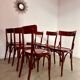 Set of 6 vintage 70s curved varnished wood bistro chairs
