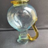 Glassware-crystallery of Portieux - 1 broc and 2 glasses - Napoleon III - Colored blown glass - G