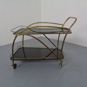 Mid-Century French Brass & Glass Serving Bar Cart, 1960s