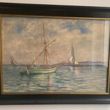 Vintage Oil Painting – Sailboats on the Sea