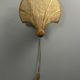 Pair midcentury Italian rattan wicker pine brass scallop wall sconces 1970s