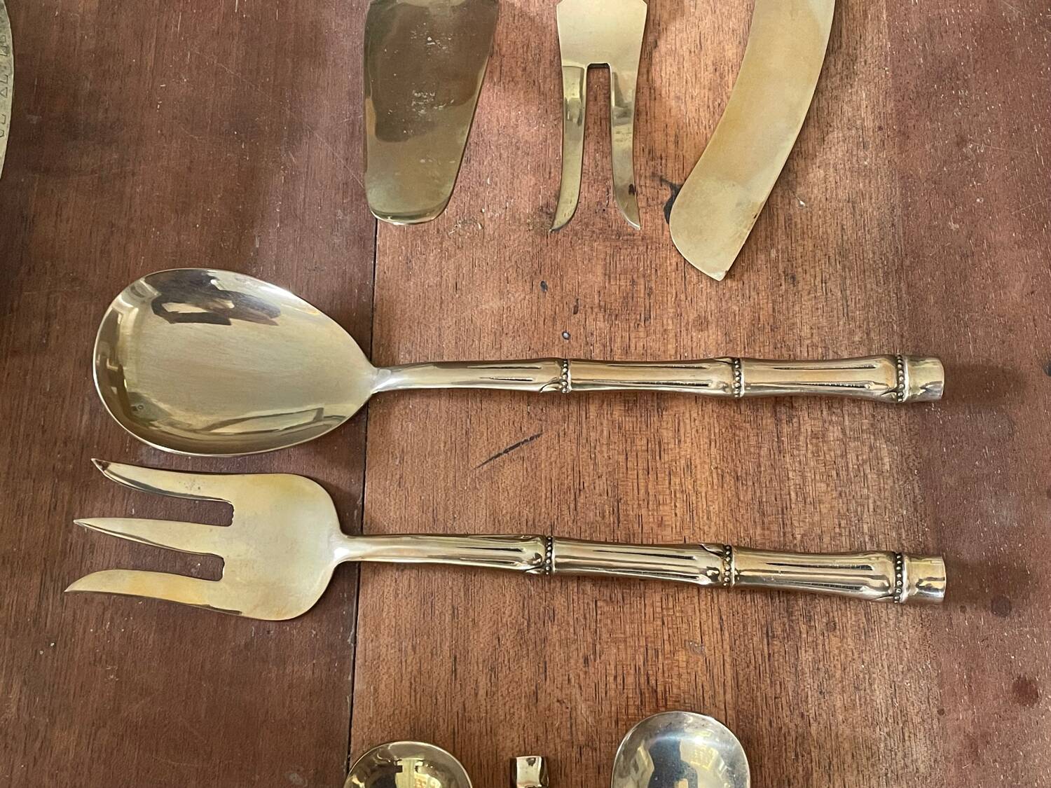 Housewife Table cutlery for 6 people. bamboo brass 78 pieces