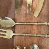 Housewife Table cutlery for 6 people. bamboo brass 78 pieces