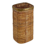 1970's Rattan and Brass Umbrella Stand