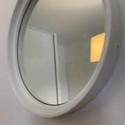 Vintage mirror round contours plastic white Gilac France 40x40cm