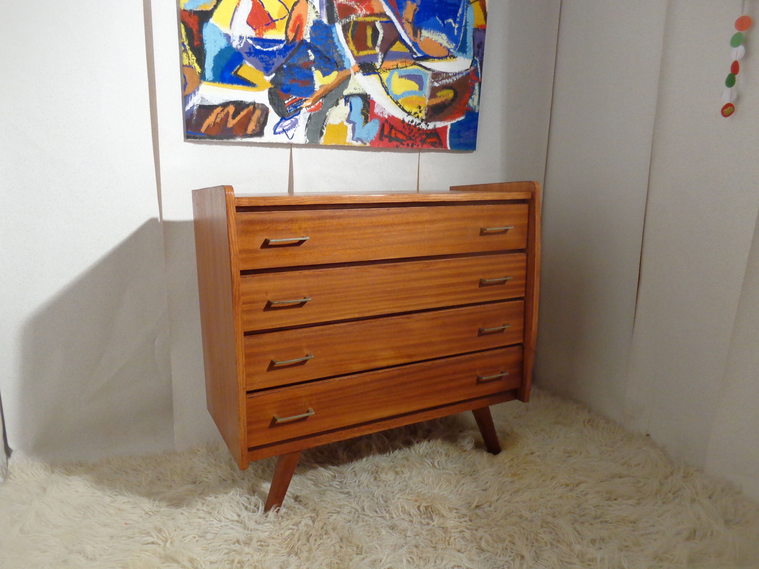 Scandinavian vintage dresser from the 60s teak feet compass