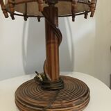 Vintage rattan table lamp and fabric