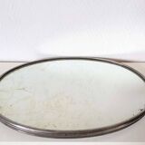 Plateau miroir ancien oval cadre en métal