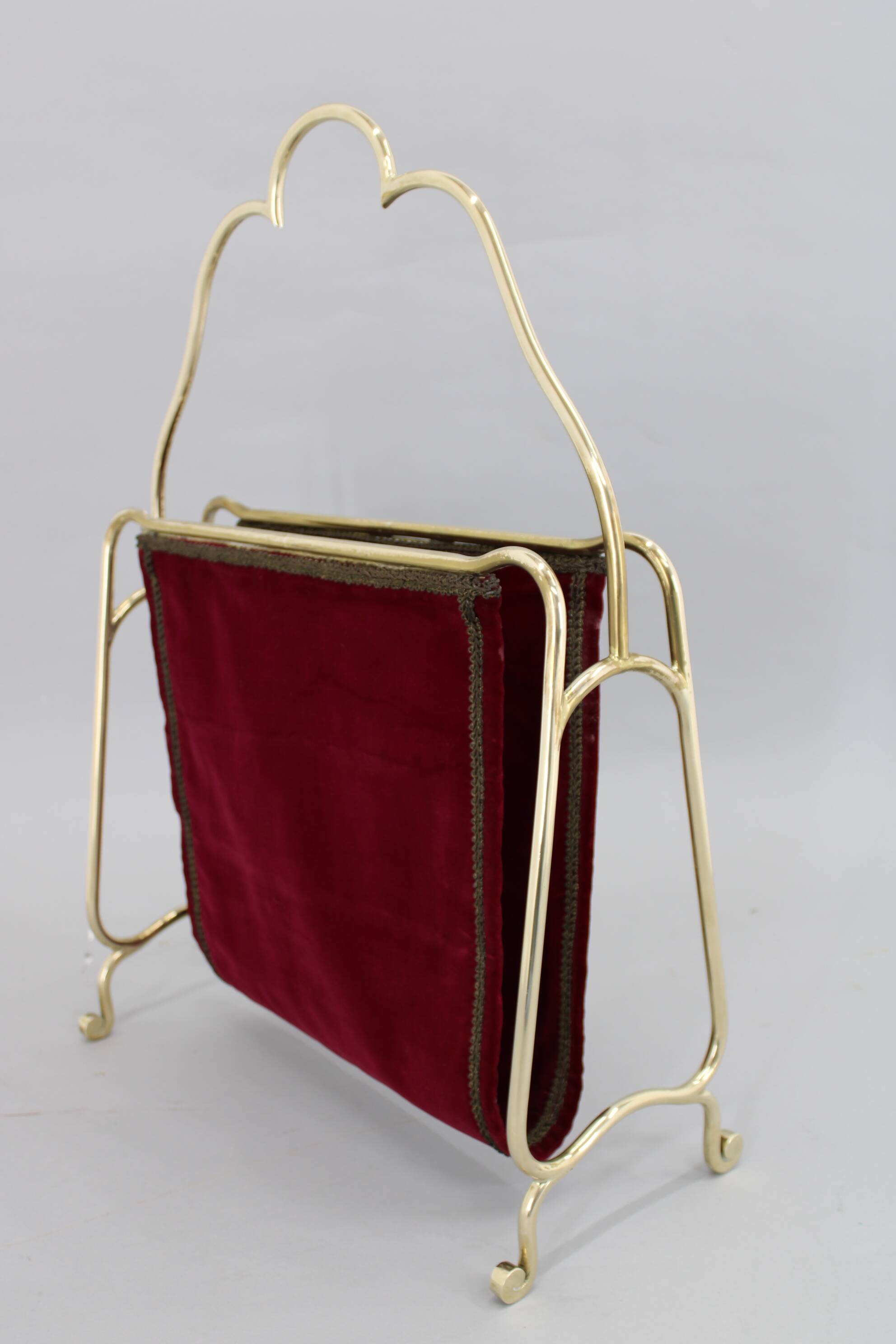 1950s Brass and Fabric Magazine Stand, Italy