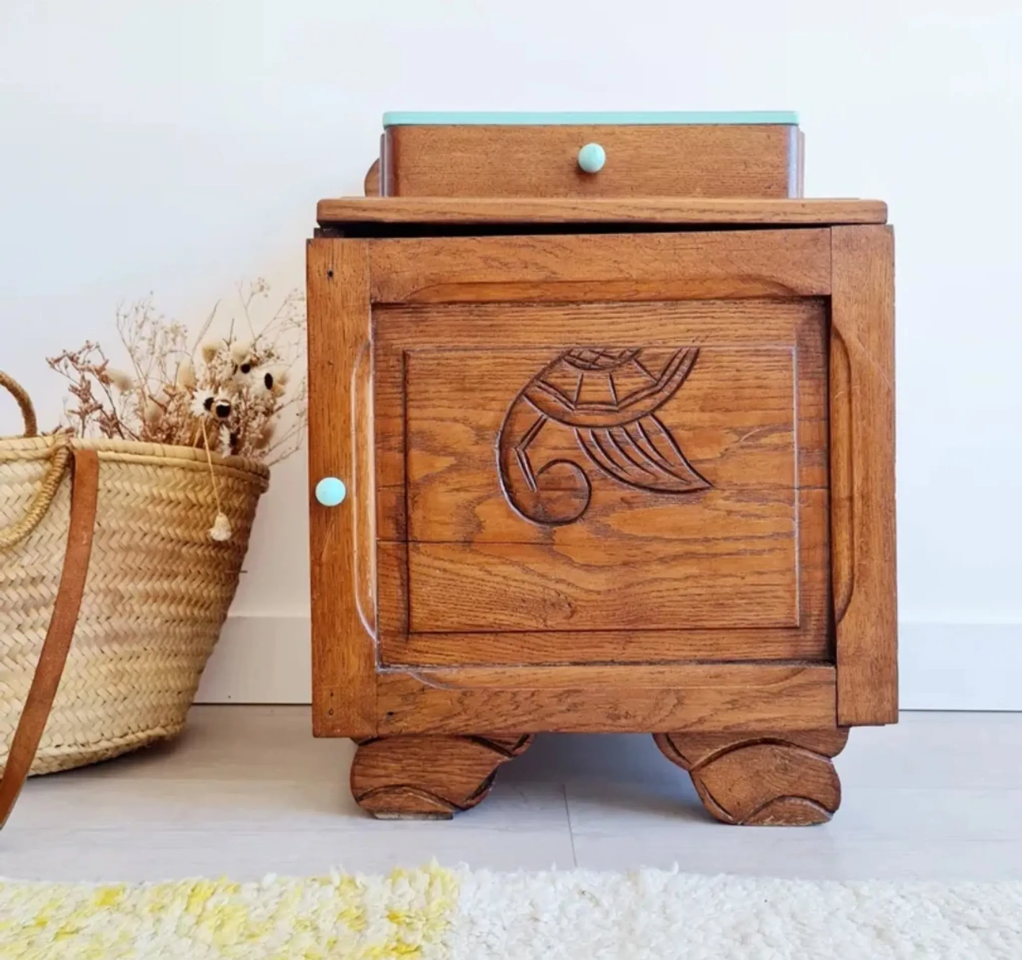 Small bedside table Art Deco wood