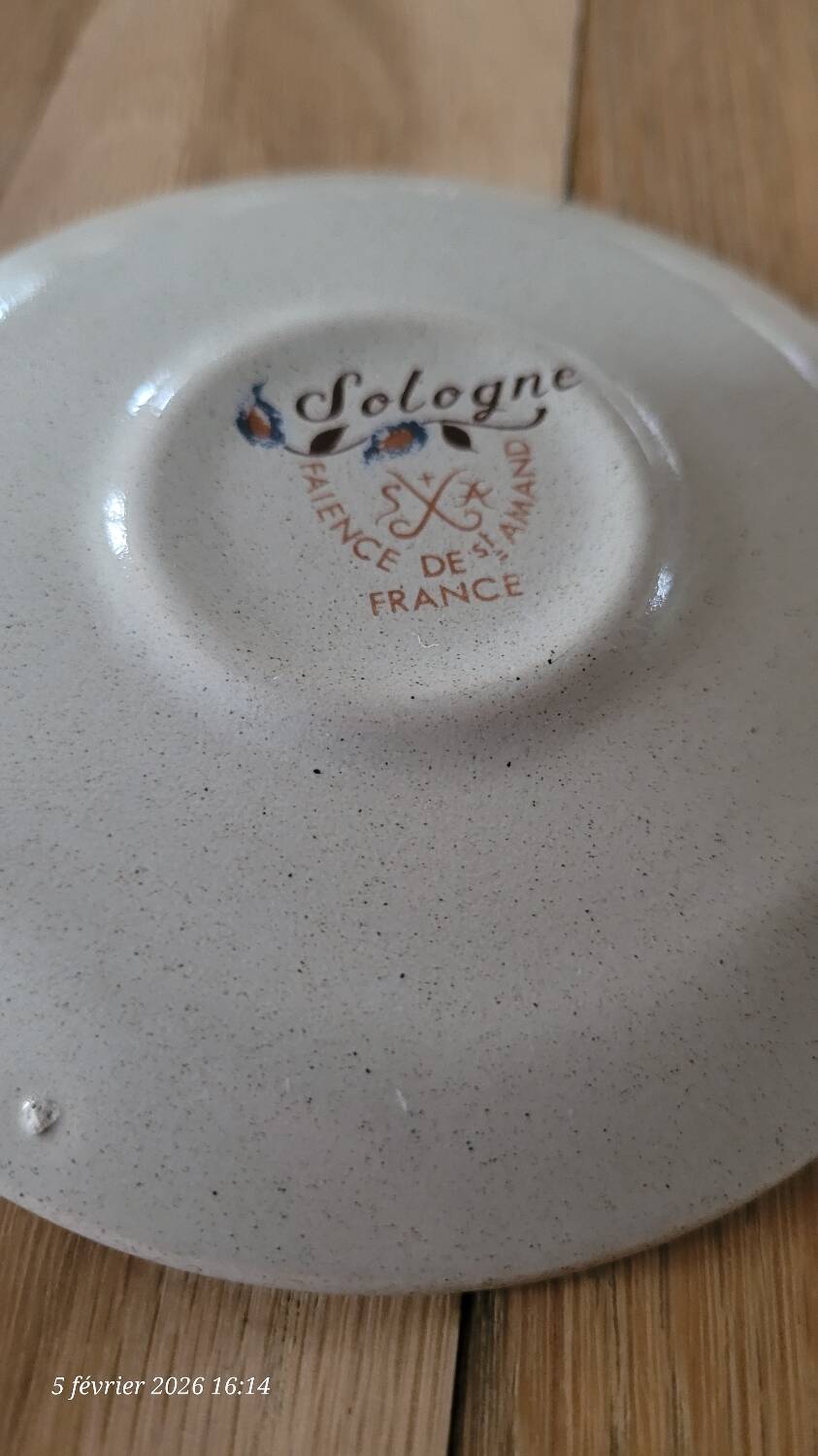 5 cups and saucers St Amand earthenware