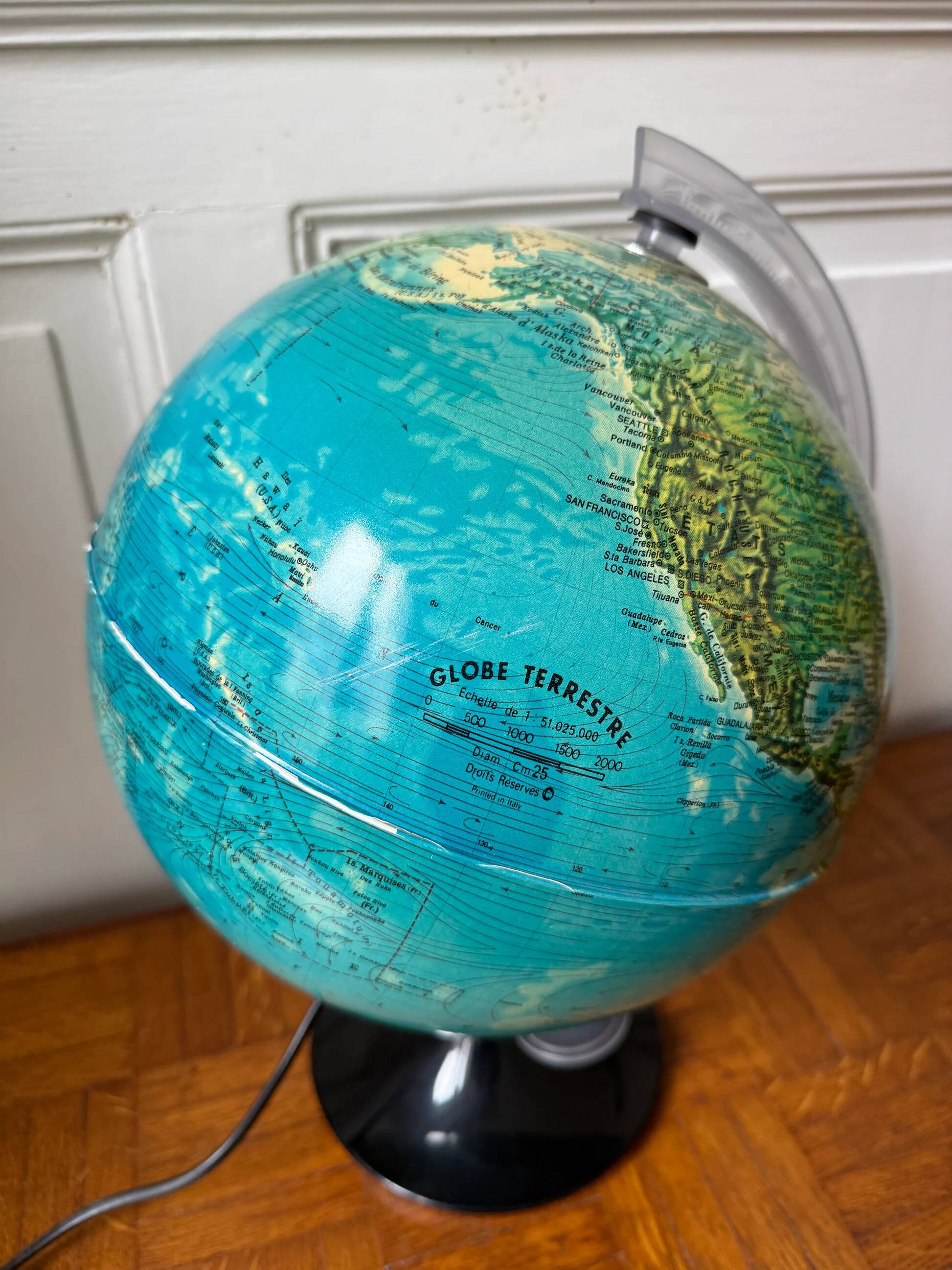 Illuminated terrestrial globe Tecnodidattica – Made in Italy 1970/80