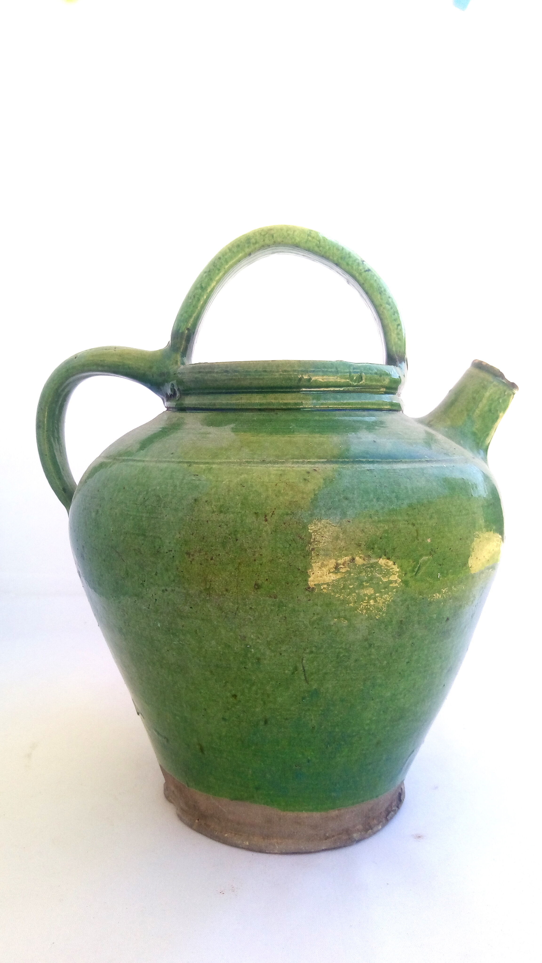 Green ceramic gargulette jug