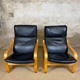 Pair armchairs ikea black leather