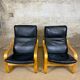 Pair armchairs ikea black leather