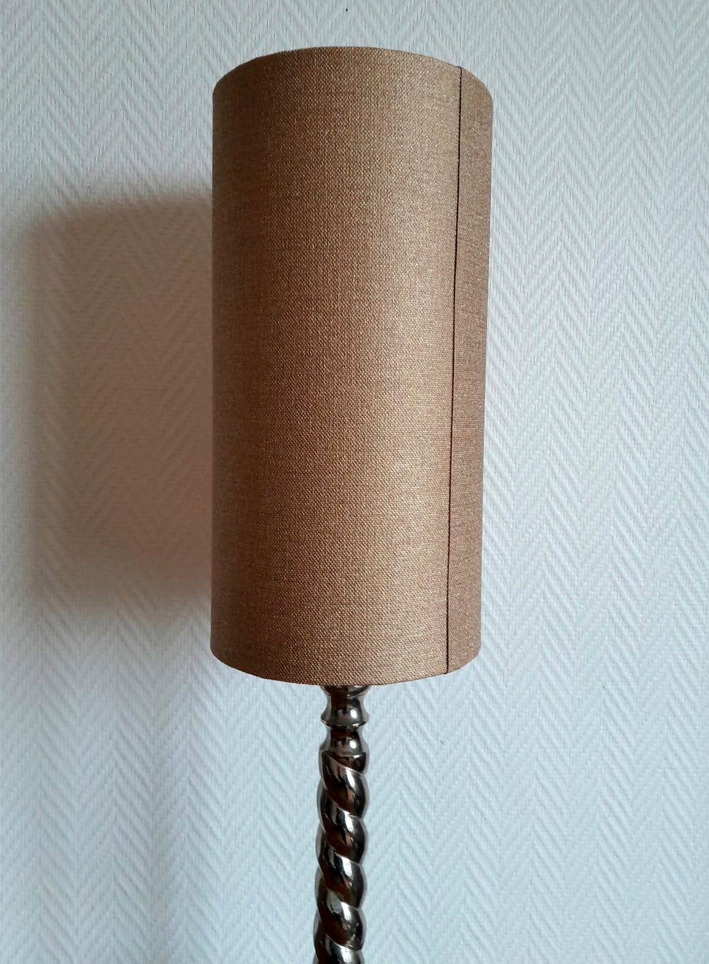 Pair of twisted metal silver-plated column lamps