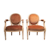 Paire de fauteuil laqué gris  style Louis XV
