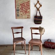 Pair of wooden bistro chairs signed Thonet, 1940s
