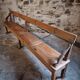 Banc de monastère antique XXL – Long banc de rangement en pin avec cadre en chêne, vers 1900–1920