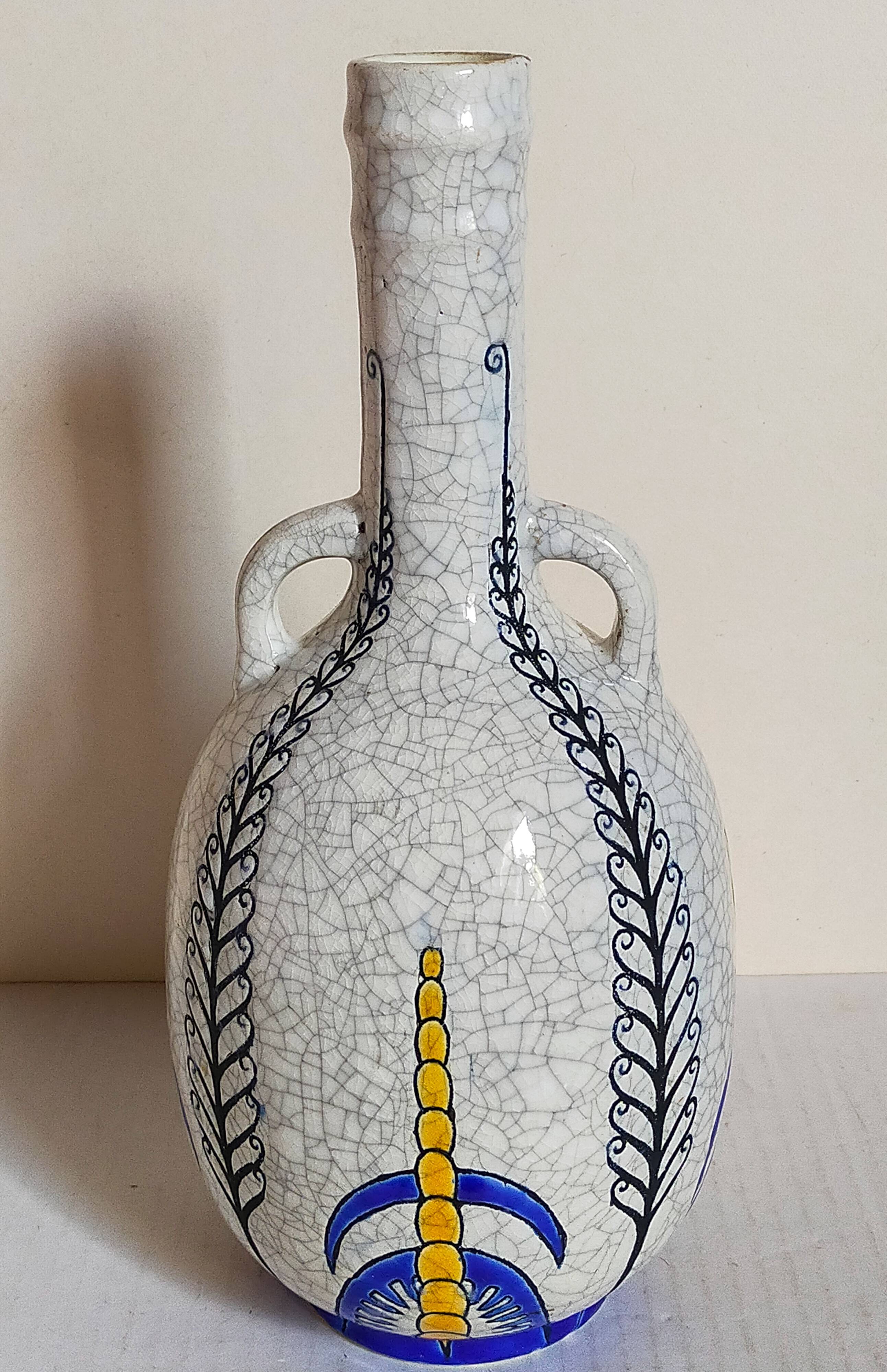 Soliflore bottle vase in fine earthenware boch frères la louvière-keramis early 20th century