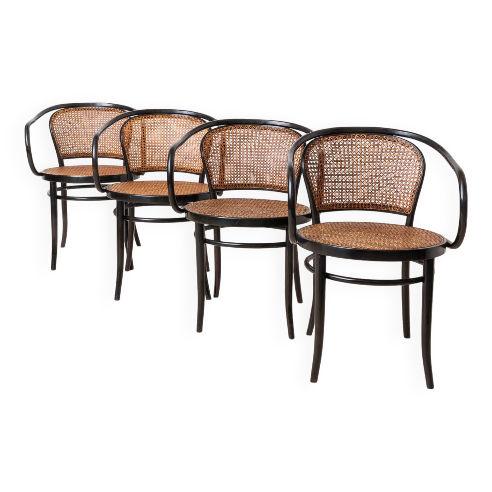 Set of 4 Thonet dining chairs by Drevounia, model 210, Czechoslovakia, 1960s
