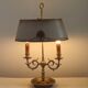 Lampe bouillotte à 2 lumières en laiton de l'Empire français, design floral peint à la main