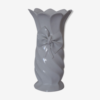 Vase ceramique blanc Bassano deco noeud