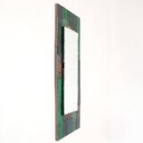 Coloured glass mirror, French work from the 1960s, 35x77 cm.