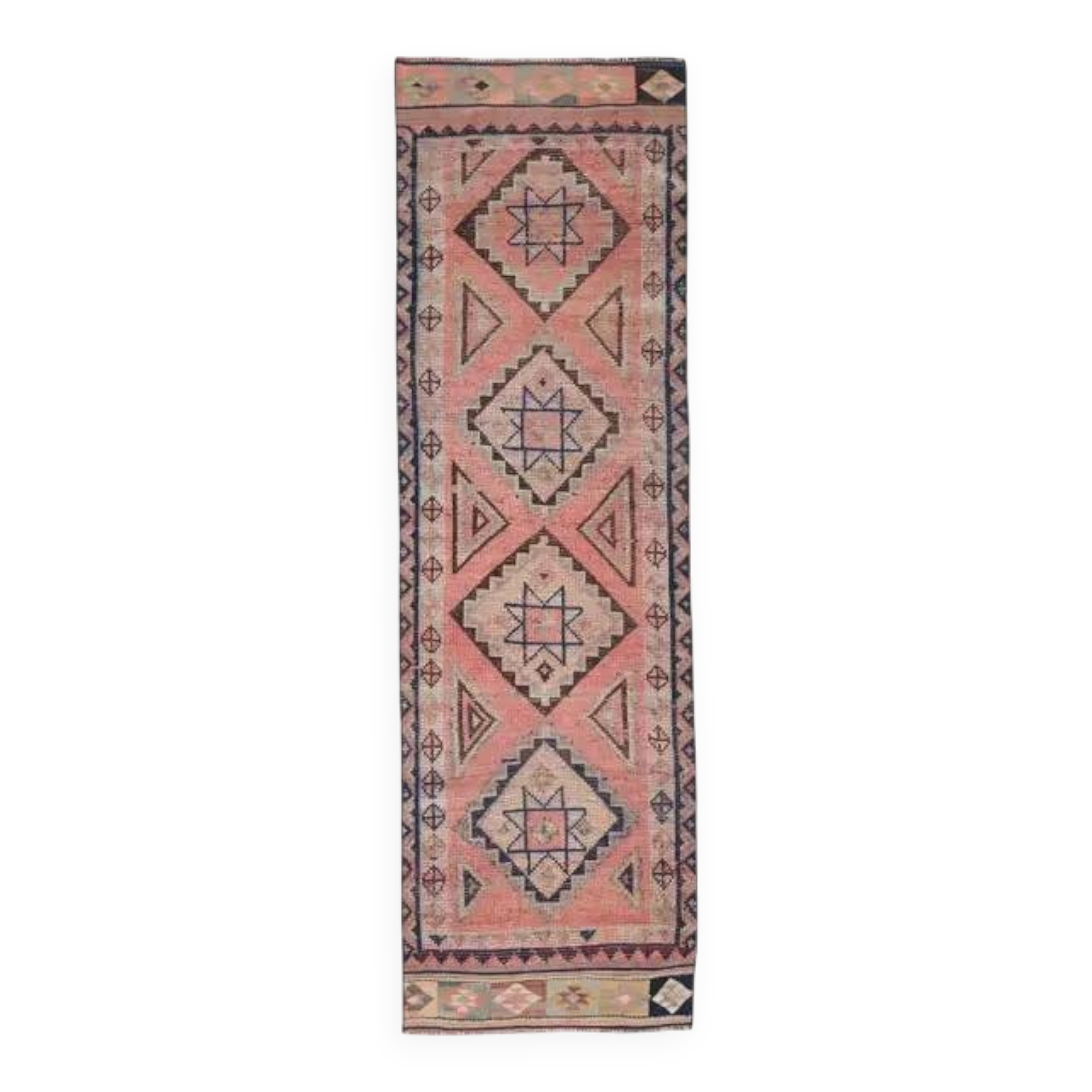 1970s Turkish Oushak Handmade Wool Cotton Orange Runner Rug 84x308