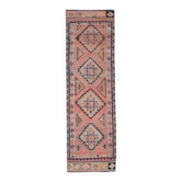 Tapis couloir en laine et coton fait main Oushak turc des années 1970, 84x308.
