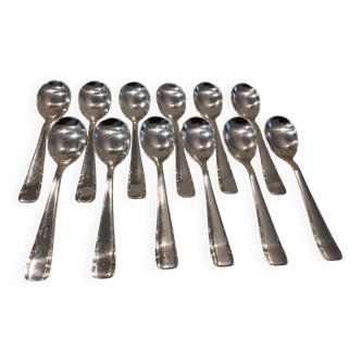 12 silver-plated metal ice cream scoops, silversmith Argental, Art Deco style, 13.3cm