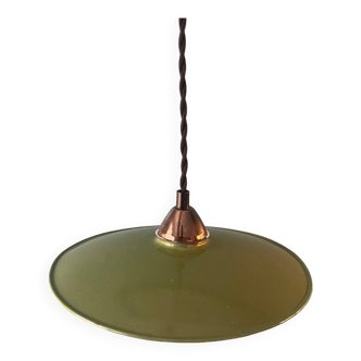 Green enameled sheet metal pendant light