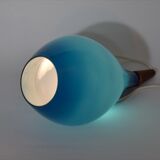 Holmegaard pendant lamp large model in blue blown glass and teak, Denmark, Poulsen