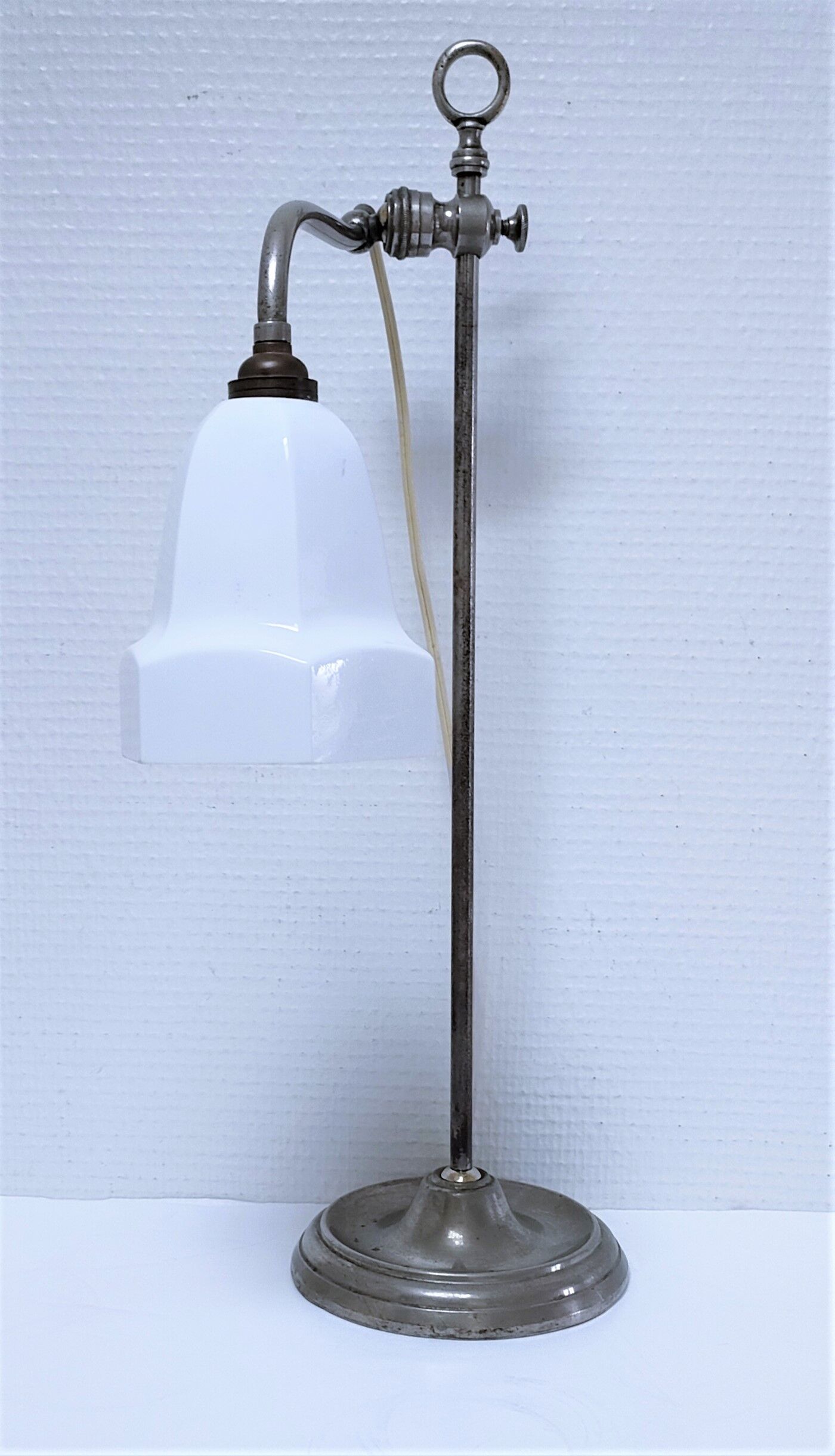 Art deco lamp silver and opaline brass