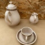 Old tea coffee service sarreguemines ceramic beige vintage