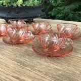 6 cups and under Vintage pink glass Arcoroc cups